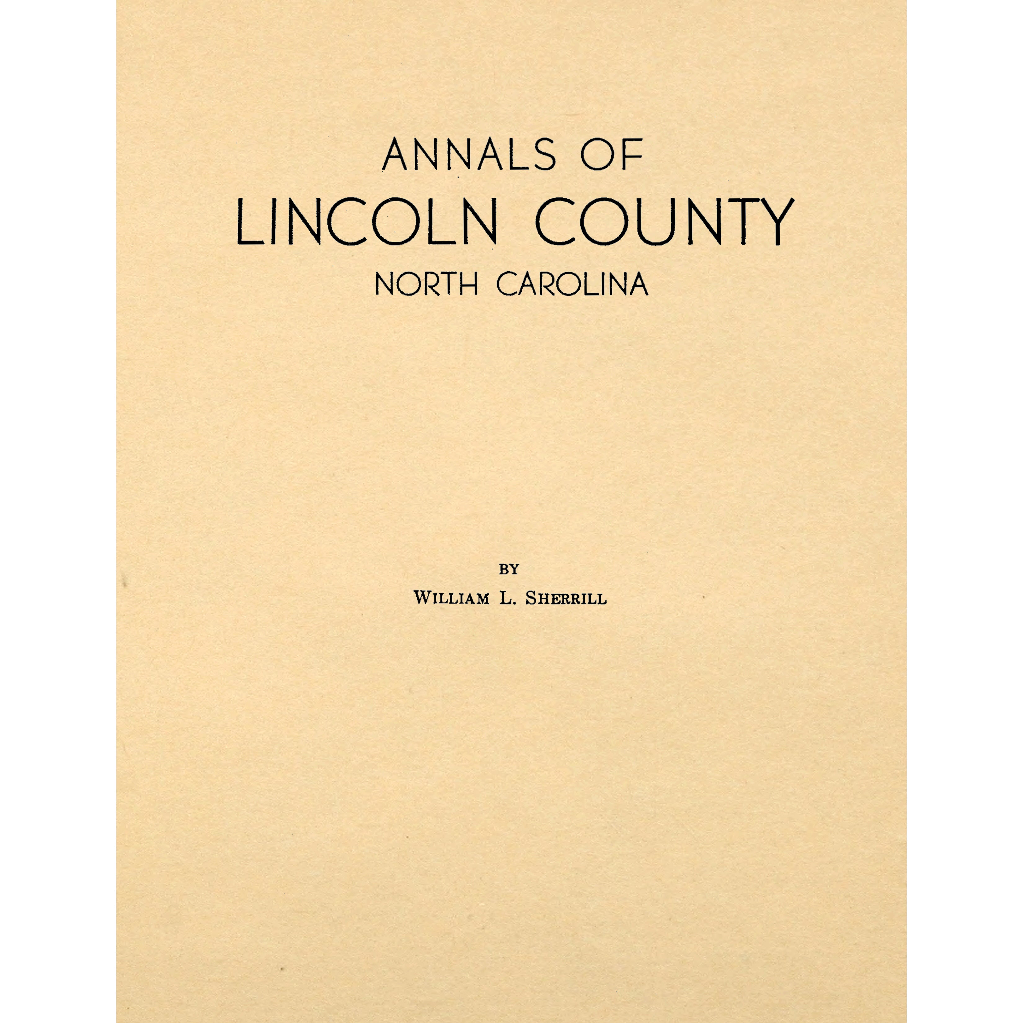 Annals of Lincoln County North Carolina