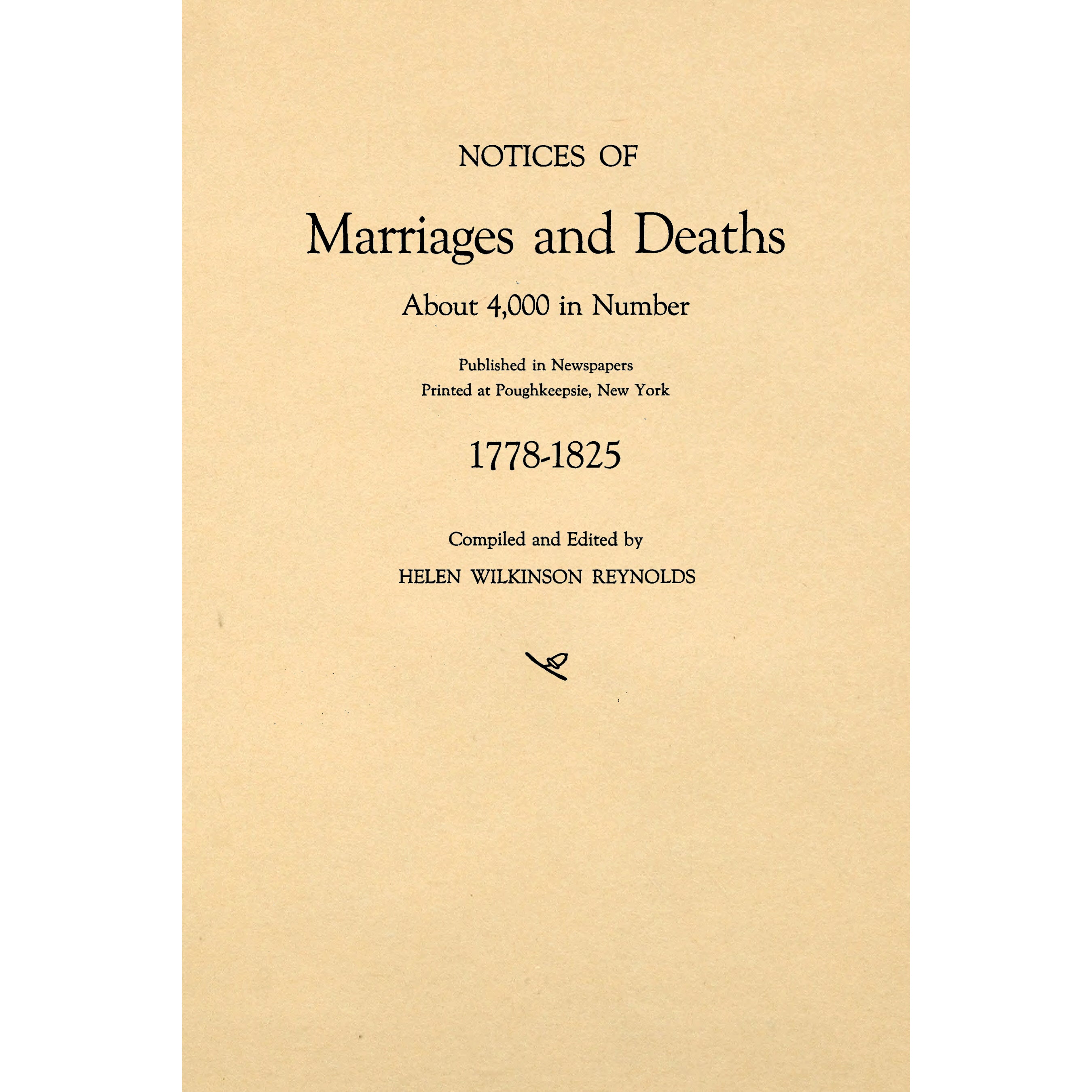Marriages and Deaths, Dutchess County, New York, 1778 - 1825