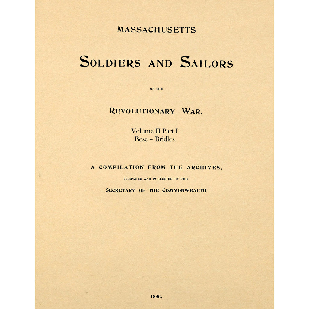 Massachusetts Soldiers And Sailors Of The Revolutionary War