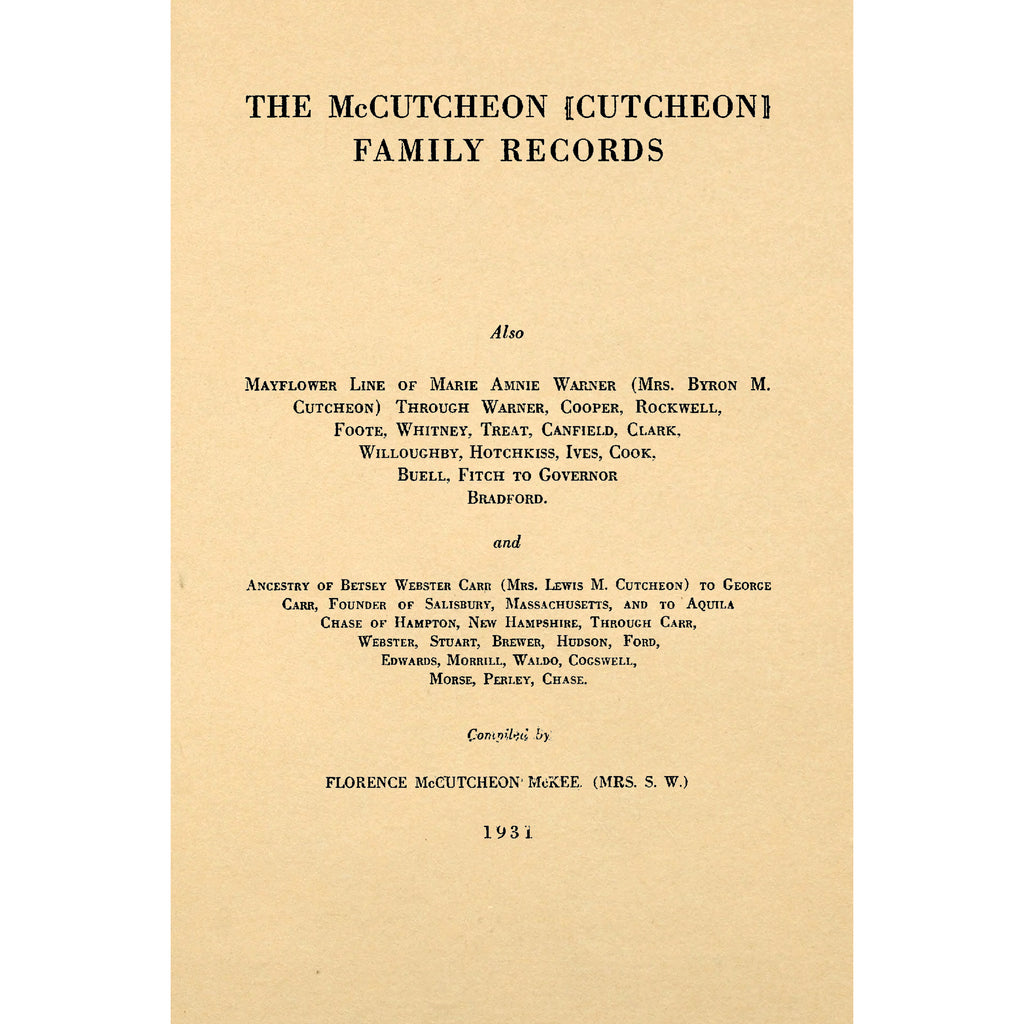 The McCutcheon (Cutcheon) family records