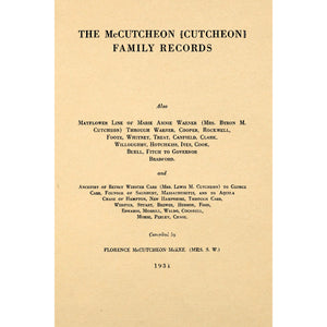 The McCutcheon (Cutcheon) family records