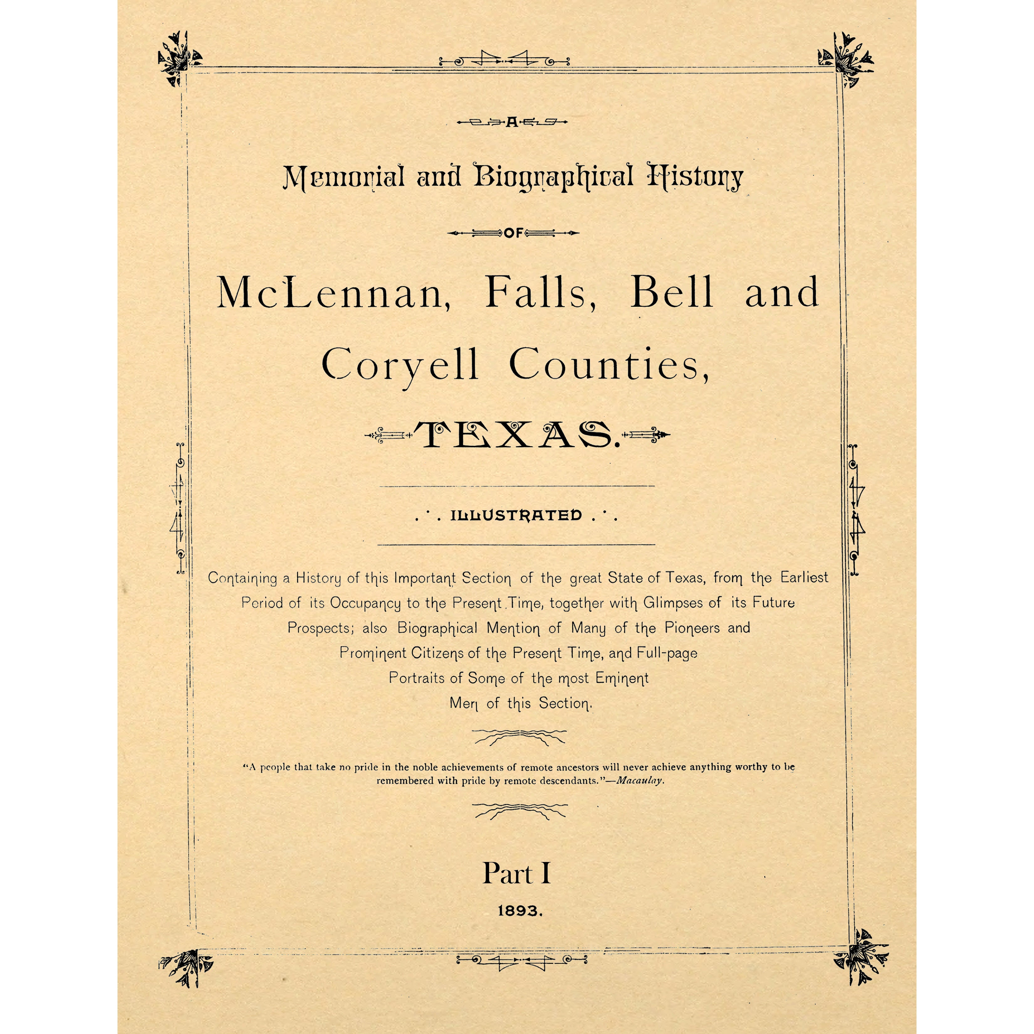 A Memorial And Biographical History Of Mclennan, Falls, Bell... Texas