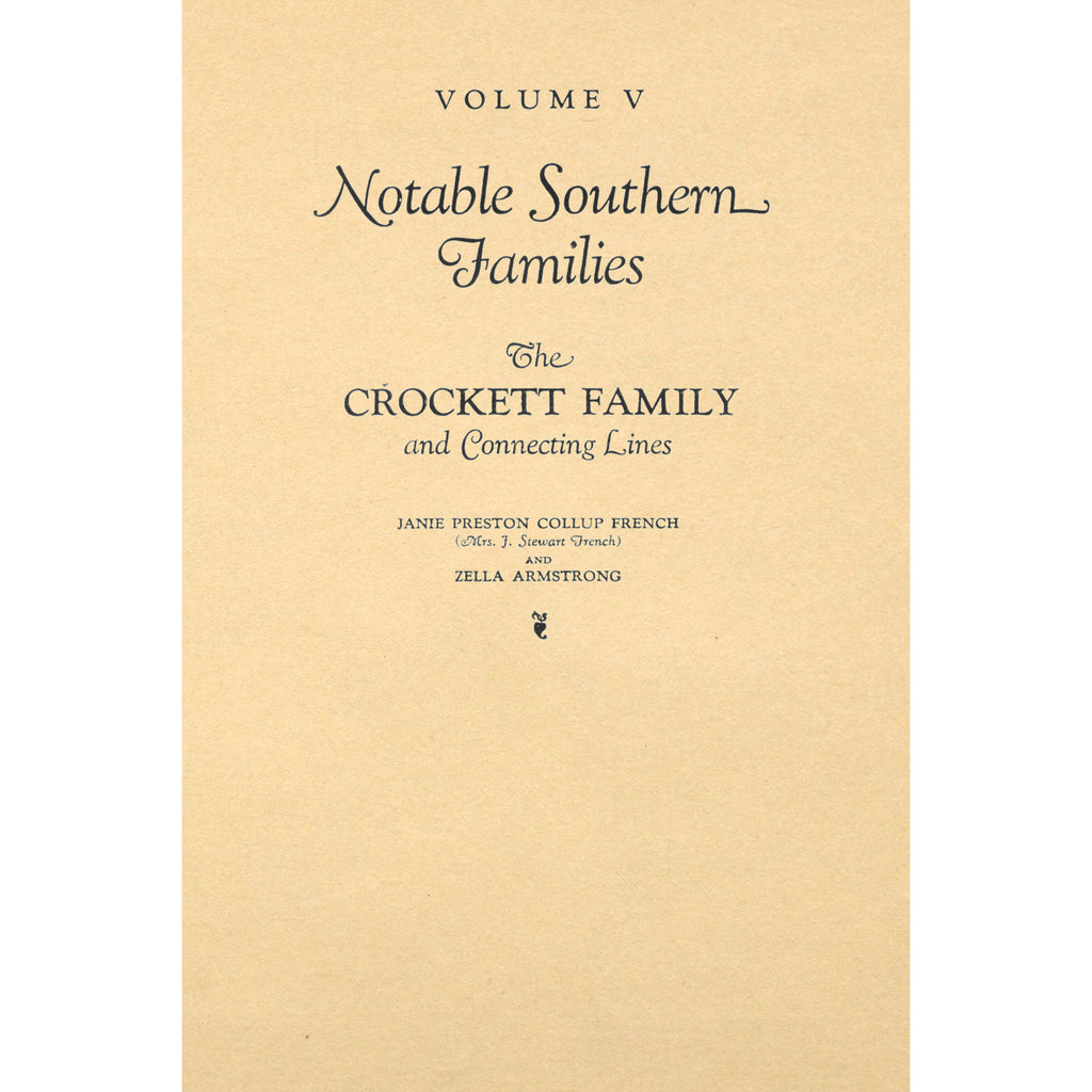 Notable Southern Families; Volume V: