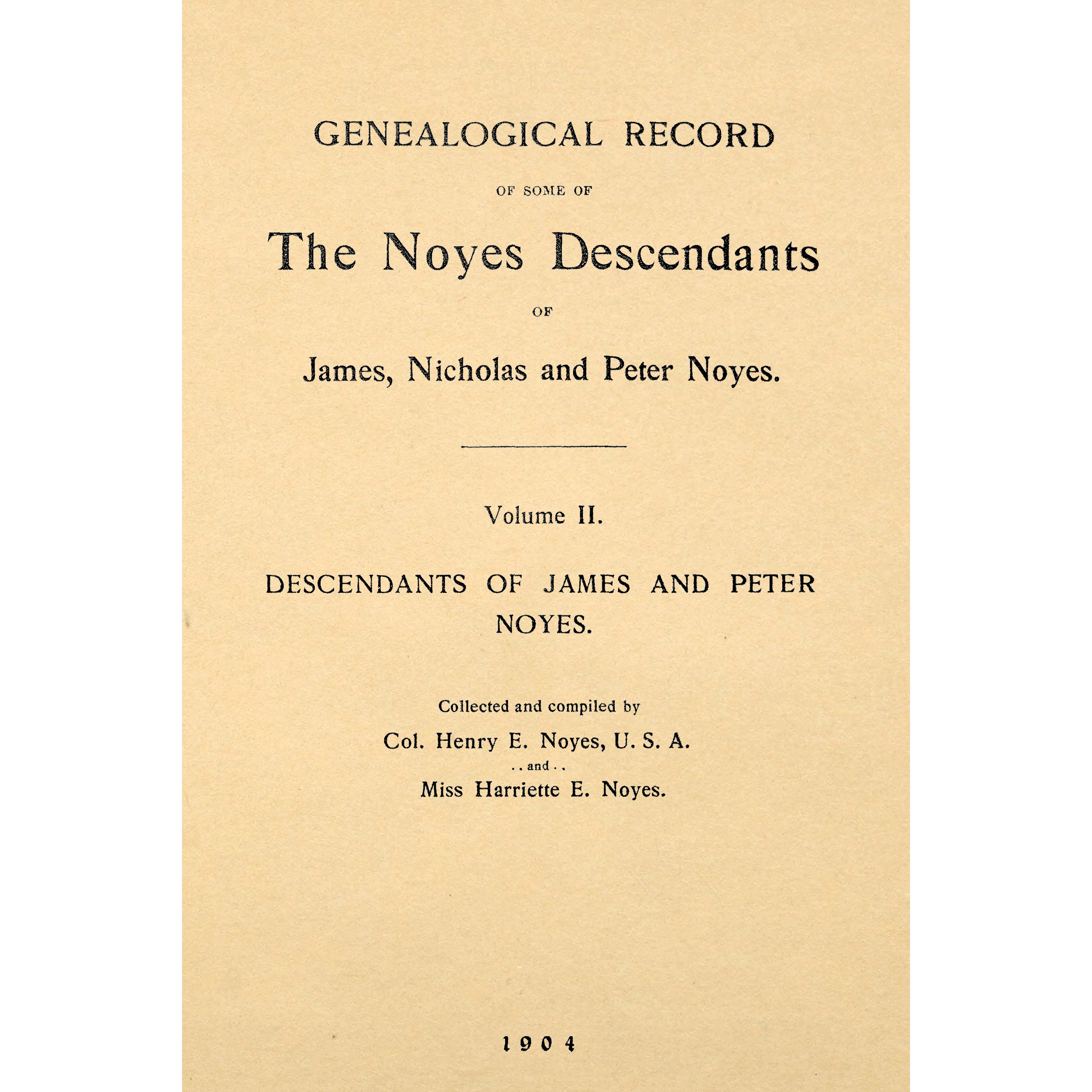 Genealogical Record Of Some Of The Noyes Descendants
