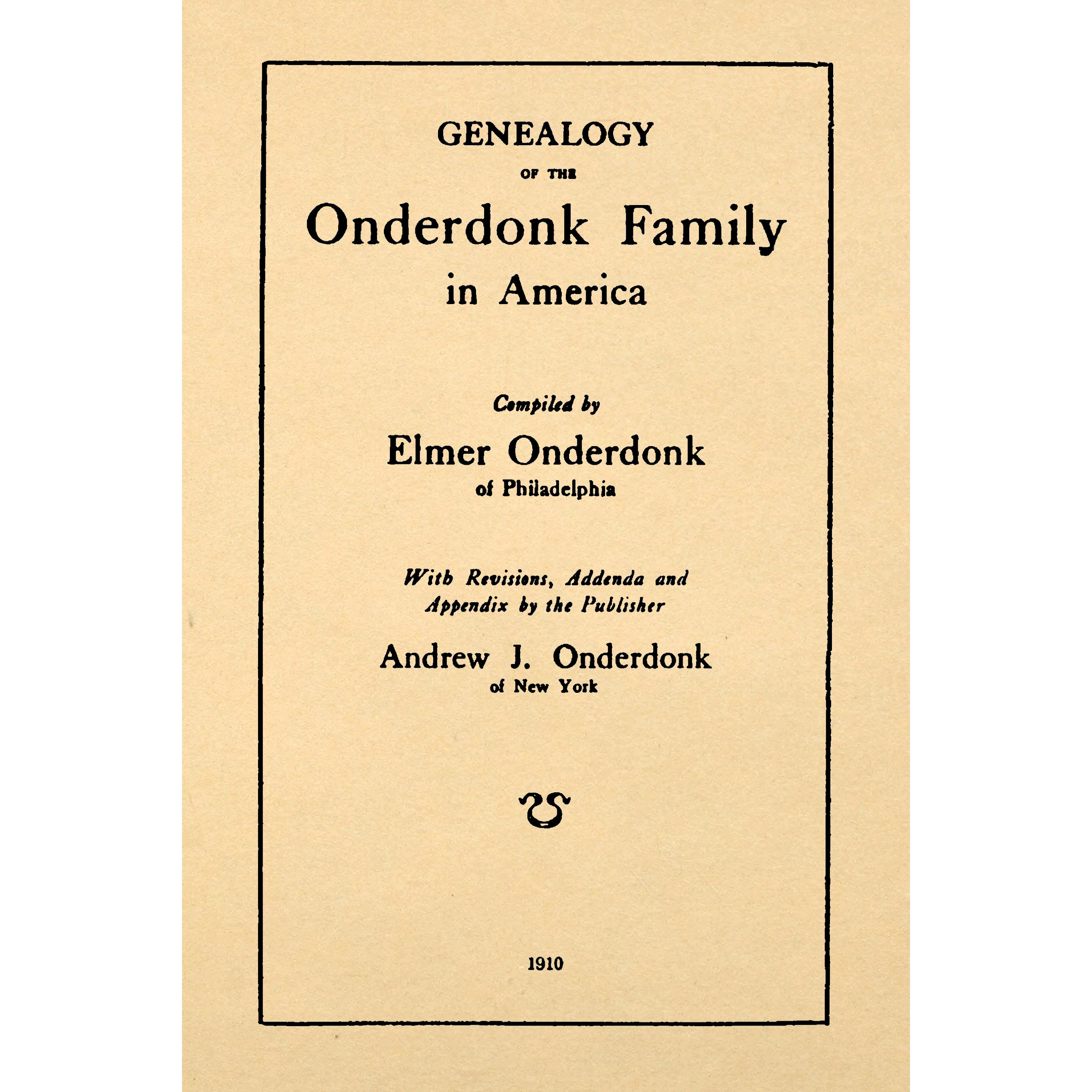 The Onderdonk Family in America