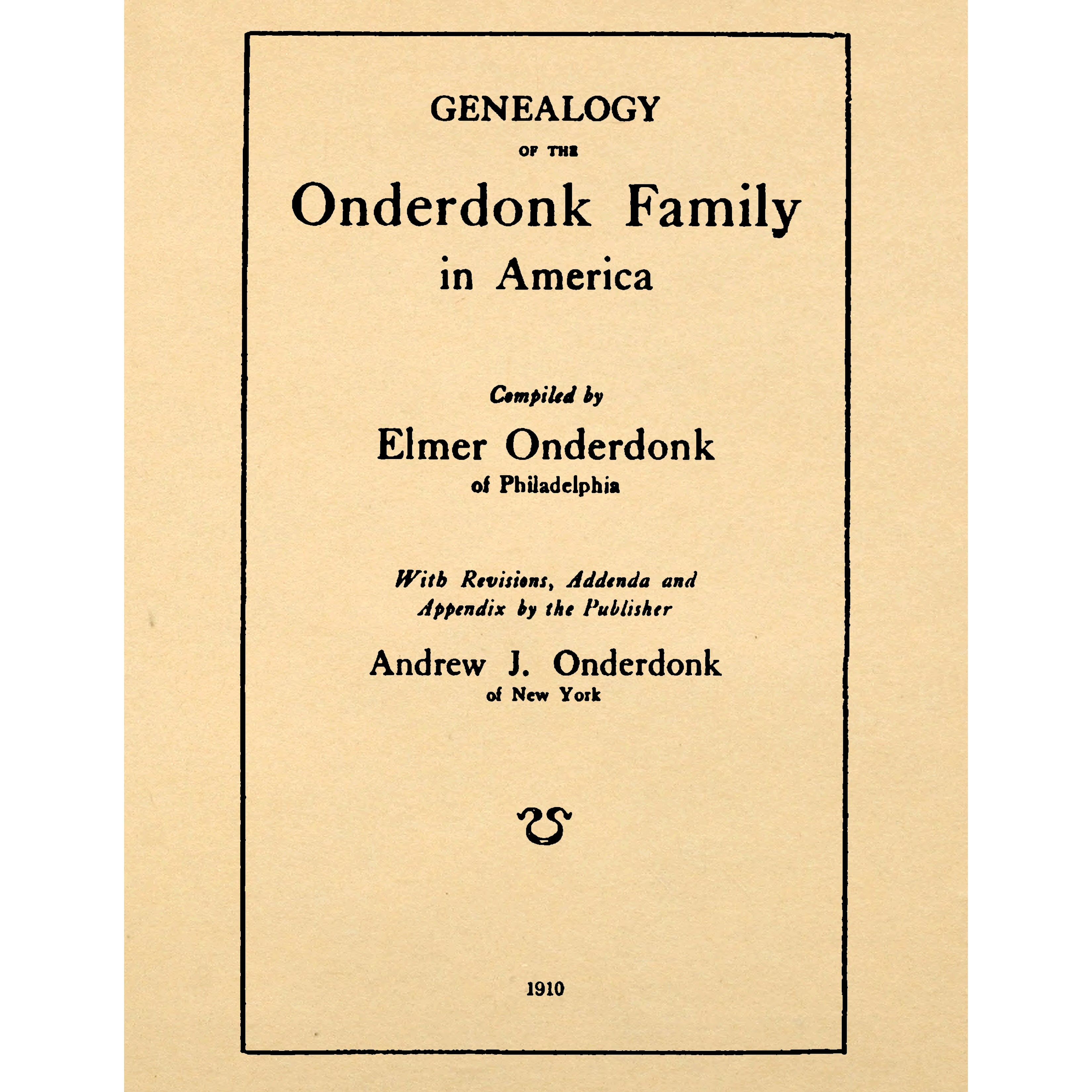 The Onderdonk Family in America