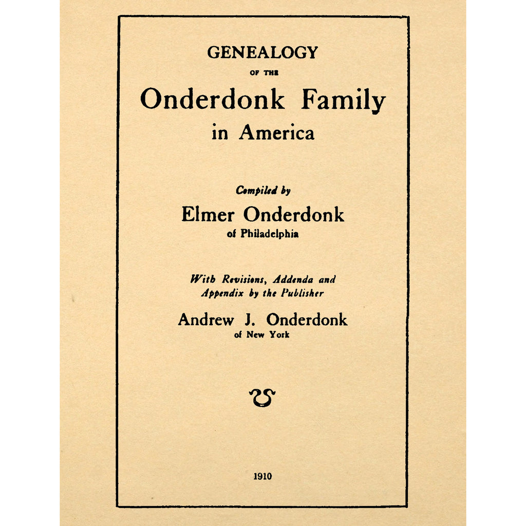The Onderdonk Family in America