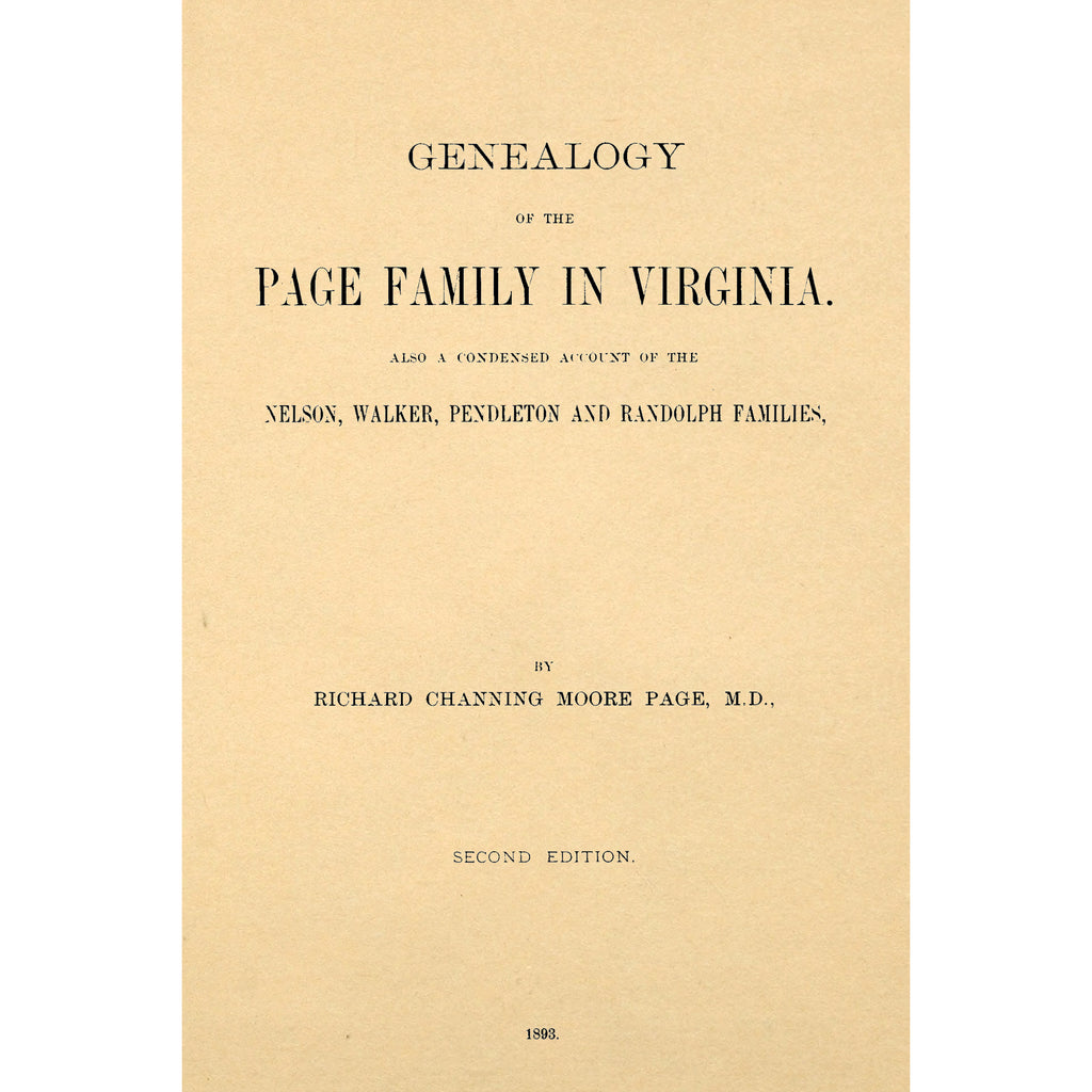 Genealogy of the Page Family in Virginia