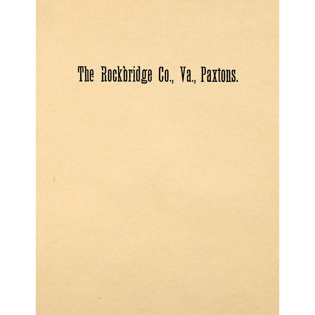 The Rockbridge Co., VA, Paxtons