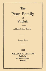 The Penn Family of Virginia, A Chronological Record
