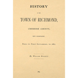 History of the town of Richmond, Cheshire County, New Hampshire : from its first settlement, to 1882