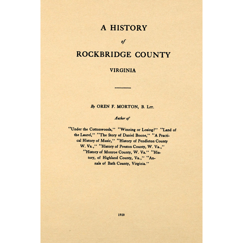 A History of Rockbridge County, Virginia