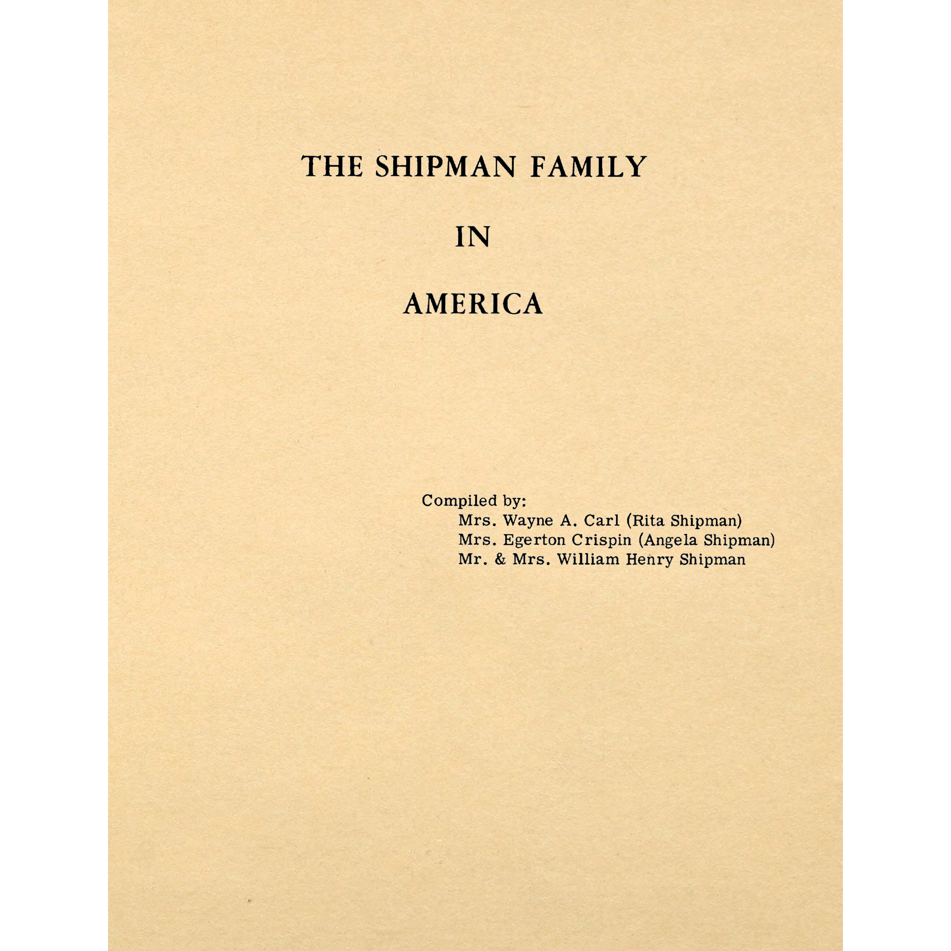 The Shipman Family in America