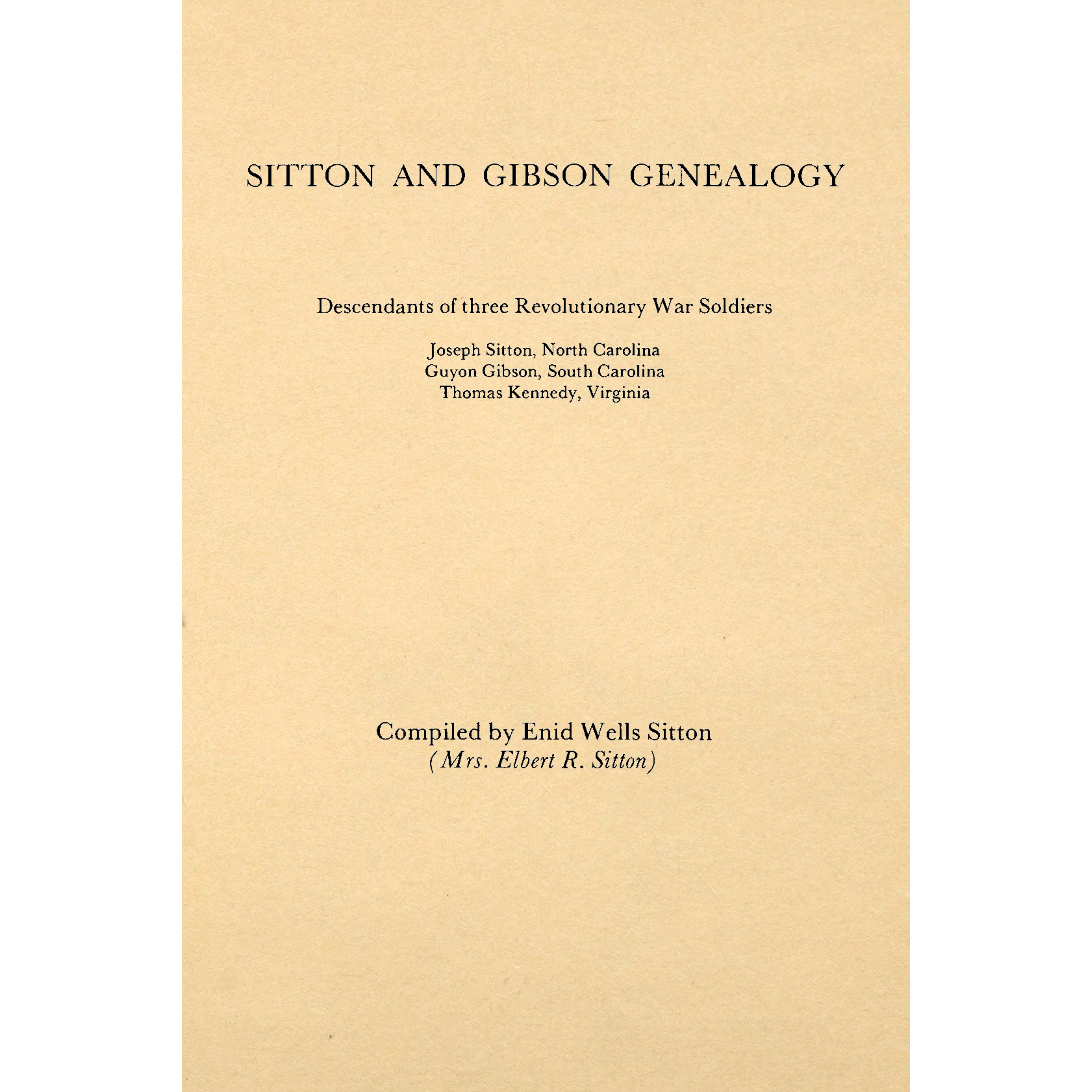Sitton and Gibson genealogy