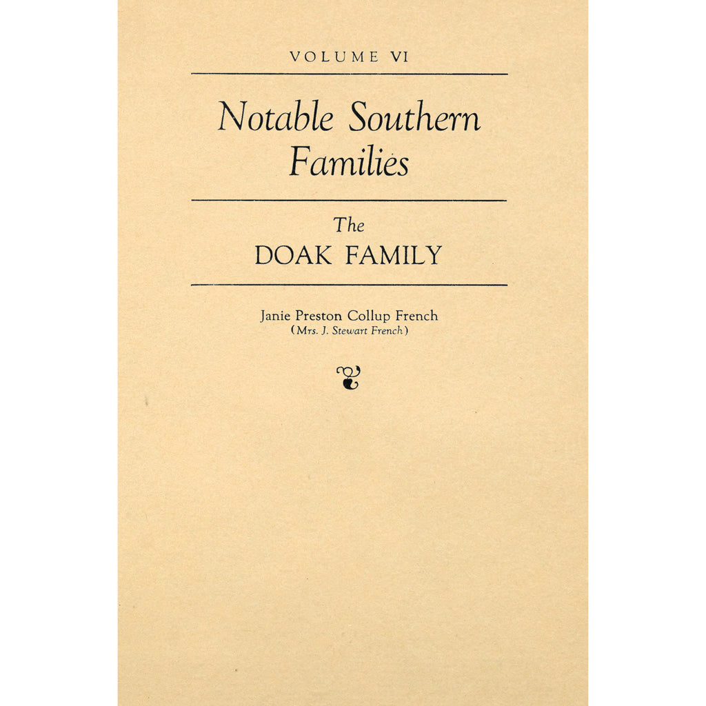 Notable Southern Families; Volume VI:
