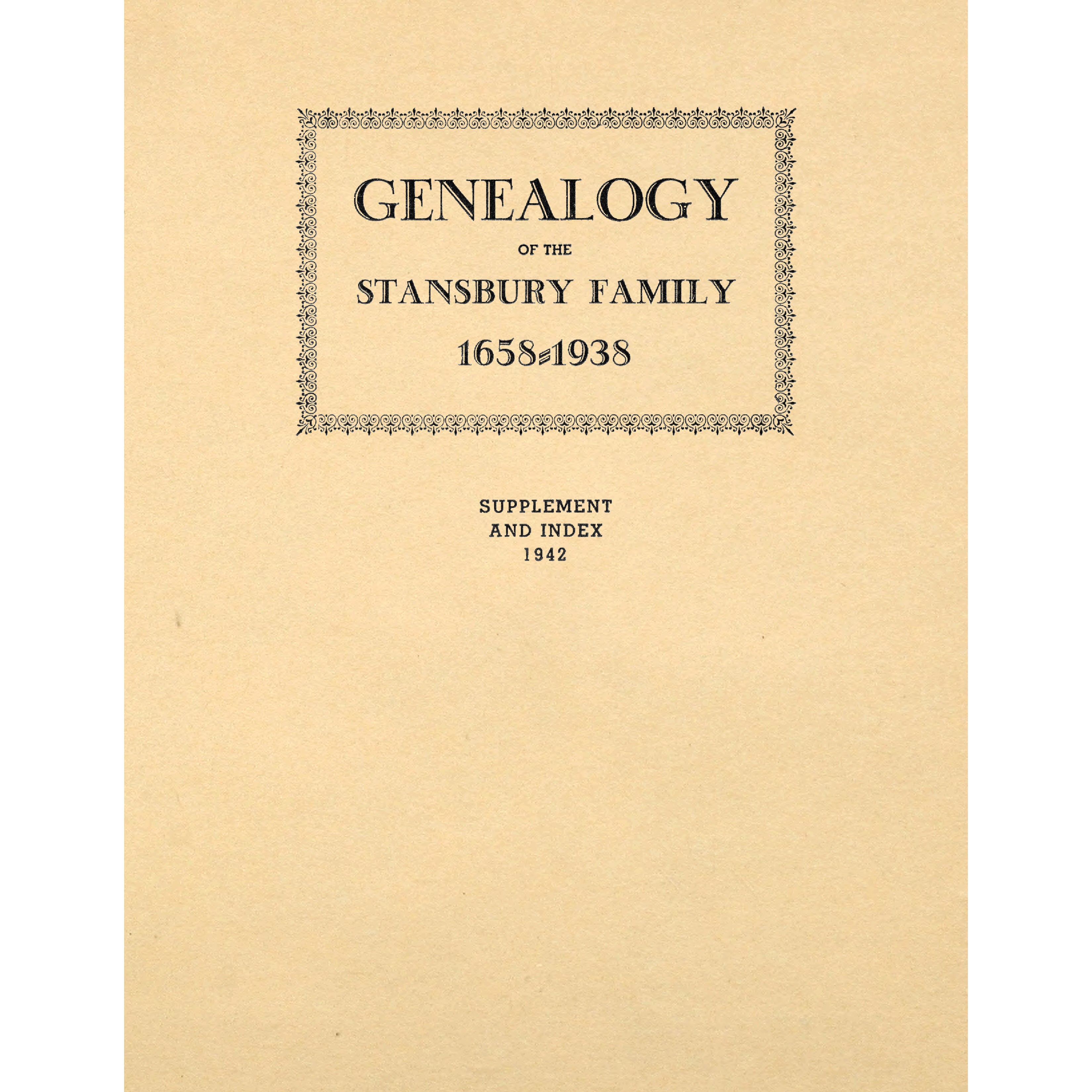 Genealoggy Of The Stansbury Family 1658-1938 Supplement