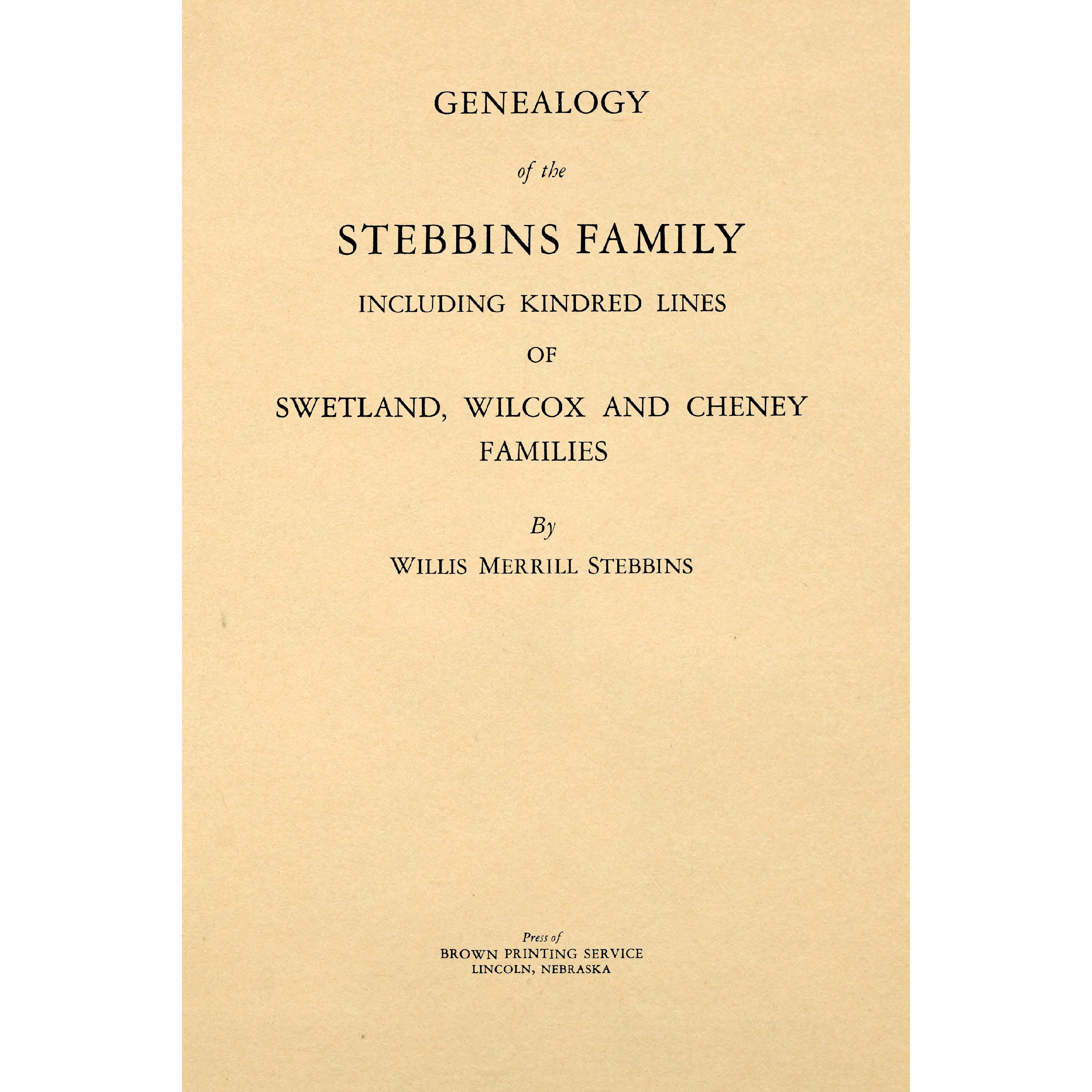 Genealogy of the Stebbins Family