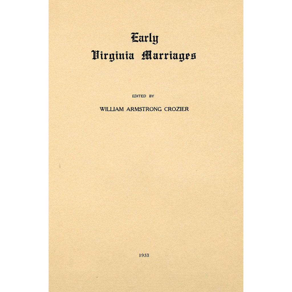 Early Virginia Marriages