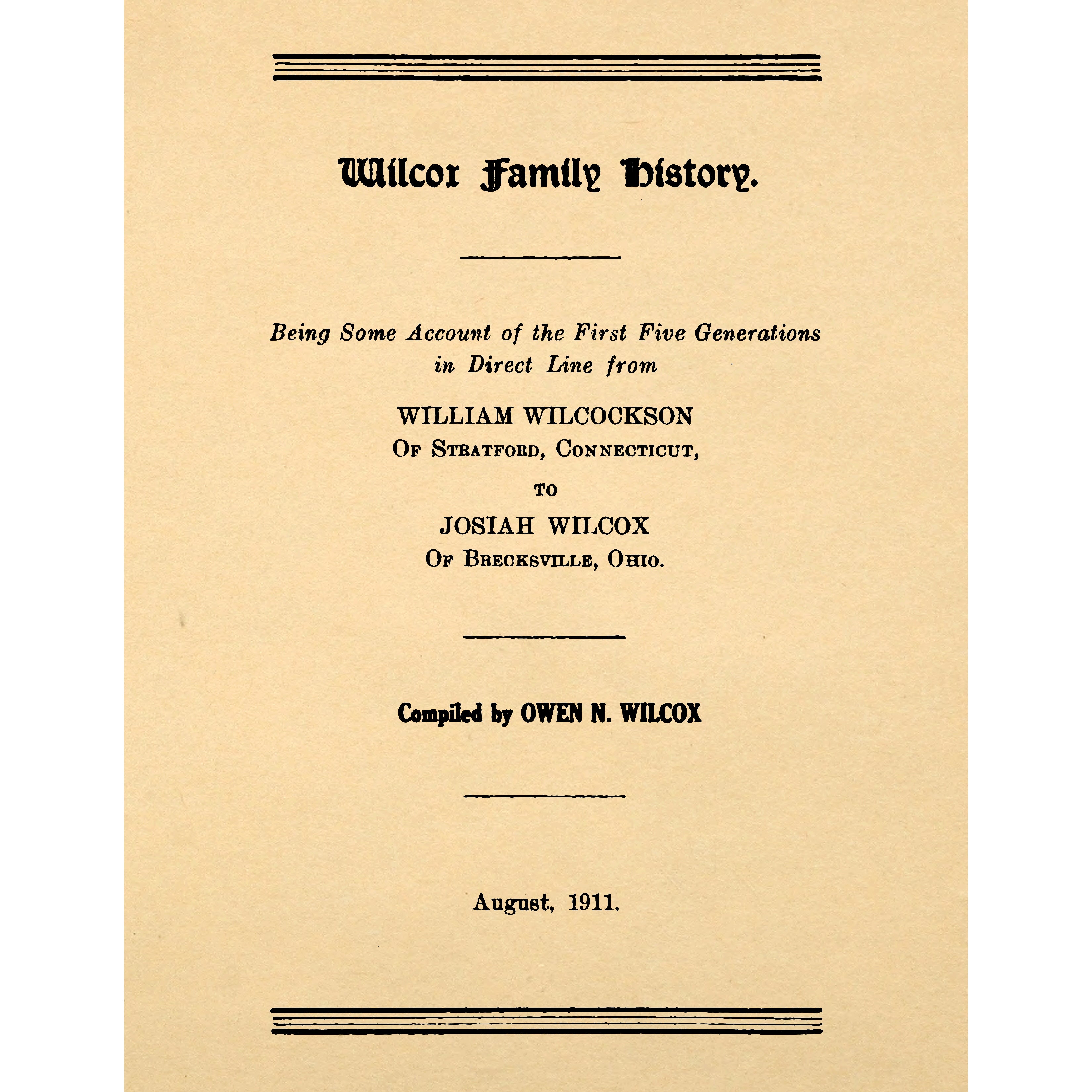 Wilcox Family History,