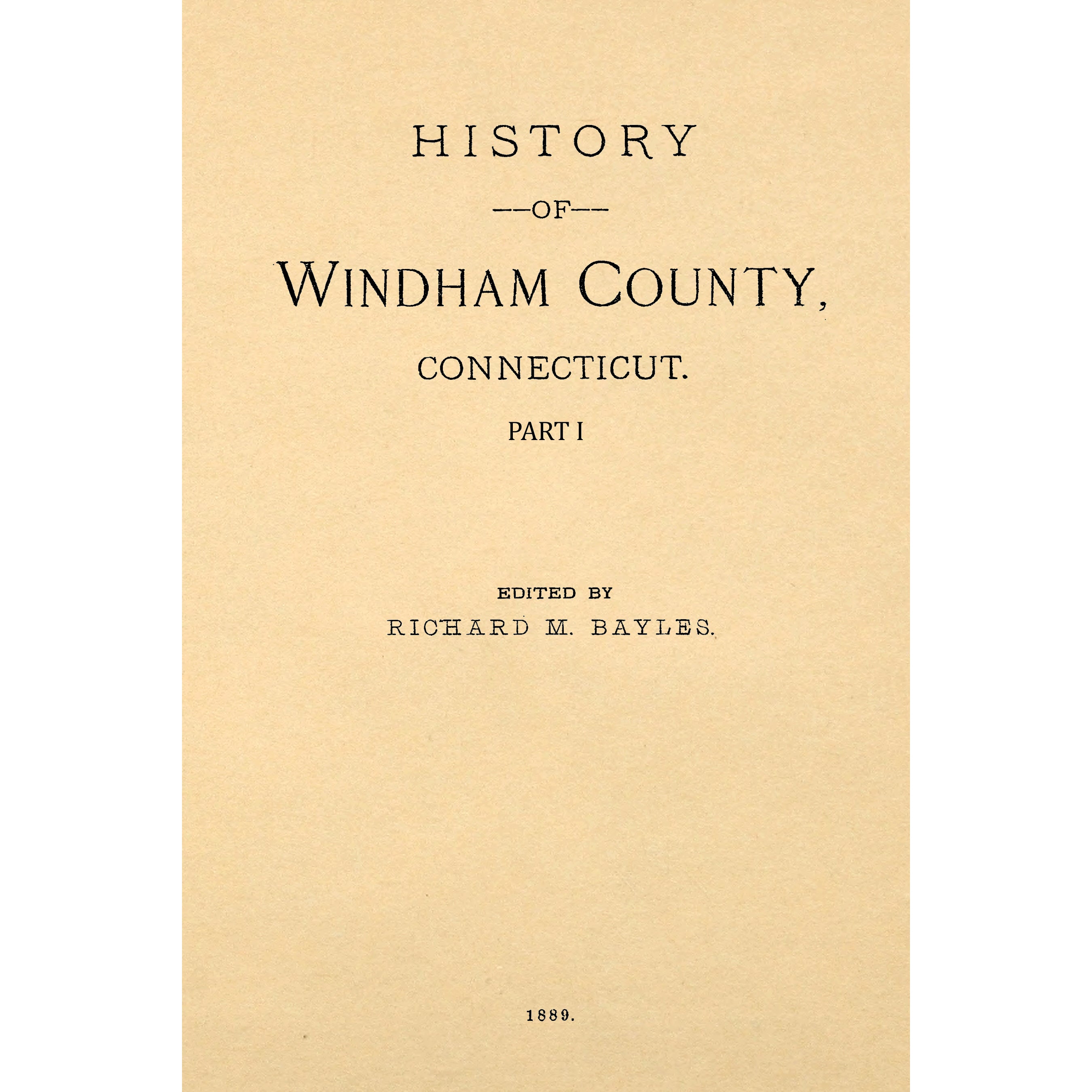 History Of Windham County, Connecticut