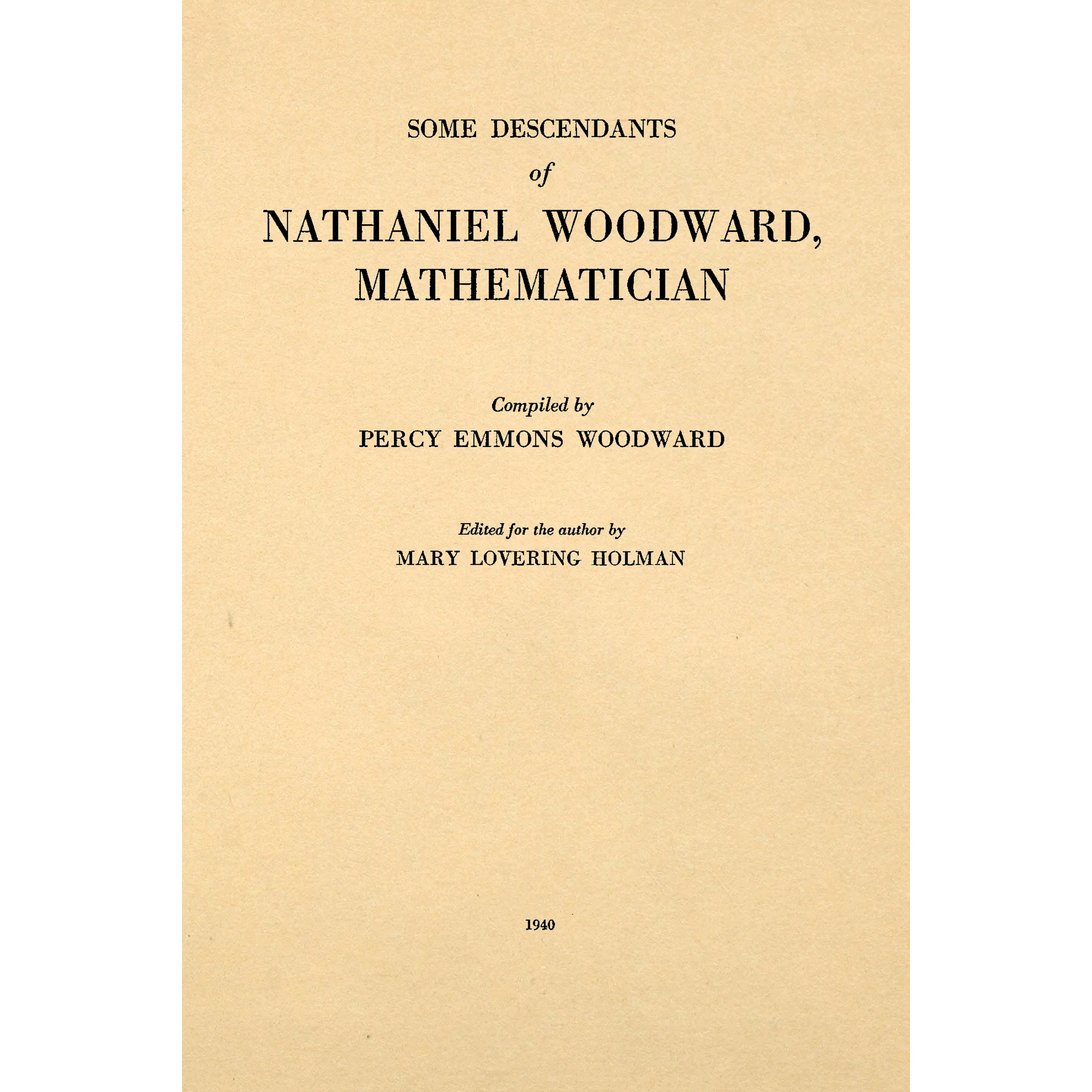 Some Descendants of Nathaniel woodward, Mathematician